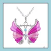 Pendant Necklaces Charm Sier Rhinestone Crystal Butterfly Chain Necklace Drop Delivery Jewelry Pendants Dhvtk