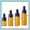 Butelki do pakowania bursztynowa przezroczysta szklana butelka z zakraplaczem 5Ml 10Ml 15Ml 20Ml przezroczysta fiolka z pipetą Sn4327 Drop Delivery Office School Busi Dheuz