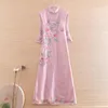 Ethnische Kleidung High-End-Frühling Sommer Frauen Cheongsam Kleid Retro Elegante Stickerei 3/4 Ärmel A-Linie Dame Party Qiapao S-XXL