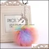 Keychains Lanyards Horse Keychain Handbag Keyrings For Women Animal Fur Ball Key Chain Mix Colors Top Quality Drop Delivery Fashio Otlre
