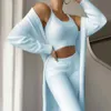 Tracksuits voor dames fur threetwo stuk outfits sexy backless crop top matching set top en hoge taille broek feest clubkleding 230131