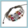 Andere Armbänder Mode Mtilayer Männer Perlen Leder Sonnenform Charms Geflochten für Frauen Vintage Punk Wrap Armband Schmuck Drop Deliv Othuf