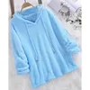 Damesjassen 2023 Sweatshirts plus size herfst winter vrouwen lange mouwen met lange mouwen pluche donzige hoodies fleece pullover pyjama losse hoodie top 230131