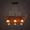 Pendant Lamps Retro Industrial Lamp 6 Head Old Boat Wood Light American Country Style Edison Bulb