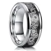 Wedding ringen heren mode 8mm uniek patroon inleg zwart wolfraam koolstofvezel punk tandwiel roestvrij staal voor mannen