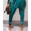 Tweede stuk broek voor dames vrouwen tracksuit outfits streetwear marmeren print split split koude schouder shirt top magere bodycon set