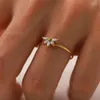 Bröllopsringar Youthway Tarnish Free Chic White Cubic Zirconia Justerbart rostfritt stål Ringguld 18K PVD Pläterad modekonstruktionsmycken