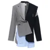 Women's Suits & Blazers Women Long Wool Blazer Colorblock Single Button Asymmetrical High Street Coat