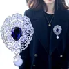 Brooches Fashion Trend Exquisite Inlaid Blue Zircon Pendant Brooch Women Attend Banquet Party Gift Jewelry