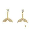 Stud 2021 Przyjazd modny Koreańskie podwójne kryształowe kolczyki dla kobiet dla kobiet moda geometryczna złota kolor metalowy dostawa dostawa Żyd Dhqk9
