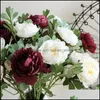 Fleurs décoratives couronnes pivoine soie artificielle de haute qualité pour la maison mariage mur toile de fond automne décoration accessoires faux flux Otqiu