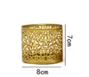 Os mais recentes castiçais dourados geométricos ocos de ferro castiçal copo de vela decoração de casa ornamentos muitos estilos para escolher suporte logotipo personalizado
