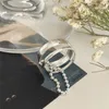 Cluster Rings Lispector 925 Sterling Silver Korean Double Layers Ring Avec Perles Chaîne Simple Chic Géométrique Pour Les Femmes Fine Jewelry Gift