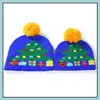 Weihnachtsdekorationen LED Strickmütze Beleuchtung Pom Beanie Kinder Adt Schneeflocke Weihnachten Häkeln Wolle Lichter Gestrickte Ballkappe Holloween WL Dh7Oj