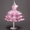 Sukienki dla dziewczynek białe rękawe dzieci koronkowe ubrania dla dzieci vestido infantil ballgown tiul ciasto księżniczka