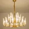 Chandeliers Dressing Room Vintage Brass Chandelier Candelabra Lamp Frosted Glass Leaf Lampshade E14 Led Fixture Lighting Home