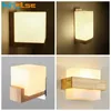 Wall Lamp Nordic Square Wood Modern Simple E27 LED Bedside Light Loft Corridor Bedroom Stairs Home Decoration Lighting Fixtures