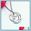 Pendant Necklaces Statement Engraving Quality Jewelry I Love You Sun Moon 925 Sier 24K Gold Chains Drop Delivery Pendants Dh4Mv