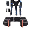 Verktygsväska 4pcs Tool Belt Suspenders Bag Set Justerbart ländryggstödverktygsbälte och Sussel-stilstil för snickare Elektriker 230130