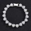 Lyxised CZ Diamond Baguette Armband Bling Shinny Rhinestone Crystal Heart C Manschettarmband smycken