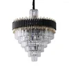 Lustres Design de luxe moderne Long Lustre en cristal éclairage Dia60cm 80cm Lustre LED lampe à main escalier