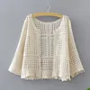 Women's Jackets Women Flare 3/4 Sleeves Kimono Cardigan Hollow Out Crochet Knit Plaid Lace Cropped Jacket Sun Protection Beach Cover UpWomen