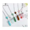 H￤nge halsband Colorf Geometric Pendants Vintage Natural Stone Bead Crystal Necklace for Women Fashion Jewelry Giftz Drop Delivery Dh0fe