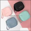 Bolsas de almacenamiento Cool Pu Bolsa de cuero Maquillaje portátil Lápiz labial Auricular S Viaje a prueba de agua Servilleta sanitaria Pad Organizador Venta al por mayor Drop Ot4Sb