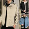 Men's Jackets Trendy Men Jacket Shrinkable Cuffs Warm Splicing Color Windbreaker Autumn Windproof Hooded Daily Clothing