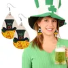 Creolen St. Patricks Irish Geometrisch Grüner Hut Karneval für Damen