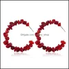 Hoop Huggie Colorf Natural Stone Geometric Earrings Irregar Beaded Circle Fashion Jewelry For Women Girls 778 R2 Drop Delivery Dhwol