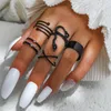 Anillos de clúster Jwer vintage gótico negro para mujeres niñas retro múltiples nudillos articulados anillo de dedo personalidad serpiente joyería de moda