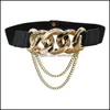 Correntes de barriga el￡stica cinto de corrente de ouro com borla de metal alongamento Cummerbunds plus size espartilho para mulheres c￳s de couro ceint dhkte