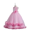 Lace Princess Flower Girl Ball vestido de lantejoulas Primeira comunhão para meninas sem mangas tule criança vestidos de concurso de cristal vestidos de festa 403