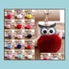 Keychains Bedanyards Creative Doublesididided Owl Hair Ball Key Ring fofo de bolsa pingente pingente de pompom pompom cartoon animal keyf dhlno