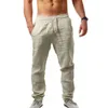 Herrenhosen Herren Baumwolle Leinenhose Männlich Sommer Herbst Atmungsaktiv Einfarbig Elastische Taille Leinenhose Fitness Streetwear 230131