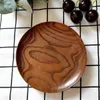 Plates A63I Round Solid Wood Plate Whole Acacia Fruit Dishes Wooden Saucer Cake Dessert Serving Tableware