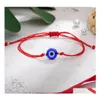 Link Chain Turkse kwaadaardige blauwe oogarmbanden voor vrouwen handgemaakte gevlochten touw gelukkige sieraden rode armband vrouwelijke drop levering dhphd