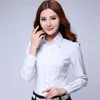 Femmes Tshirt Mode Chemise Formelle Femmes Vêtements Blouse Slim Manches Longues Blanc Élégant Ol Bureau Dames Travail Porter Tops Plus Taille 5XL 230131