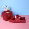 Gift Wrap Red Metal Rose Jewelry Box Creative Double Ring Necklace Flower Boxes Holder For Wedding Valentine's Day