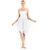 Stage Wear Womens Ballet Tutu Contemporary Dance Dress Adult Spaghetti Strap Sleeveless Asymmetric Lyrical Modern Ballroom Costume