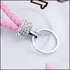 Party Gunst Double Loop Rhinestone Crystal Keychain Creative Key Chains Purse Messenger Bag Backpack Pendant 29 kleuren WQ413Wll drop Dh7cu