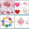 Cadeaux de Saint Valentin Cadeaux 7 couleurs en forme de coeur Serrure concentrique en métal Mitcolor Clé Cadenas Gym Package Serrures de porte Fournitures Dr Ot6Mw