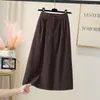 Signe 2023 Arrivo in stile Autumn Arts Women Casual Sliose A-Line Mid-Calf Skirt Elastic Waist All-Matched Waist Cotton Scolay P583