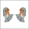 ダングルシャンデリアデザインカラーフクリスタルフィッシュカニドロップ女性のためのイヤリング鳥TASSELガールズパーティーウェディングステートメントジュエリーデビューot5qj