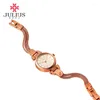 Armbanduhren Julius Damenuhren Designer Messingarmband Kupfergehäuse Damen Roségold Berühmter Uhrenstil Vintage-Uhr JA-842