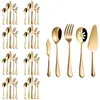 Dijkartikelen Sets Flatware Set Modern Royal 45 stuks Gold roestvrij staal voor bruiloftsfestival Kerstfeestjes Service 8 cadeau