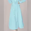 Women's Trench Coats Early Autumn Elegant Blue Suit Collar Tight Waist Slim Coat Long Dress Socialite Temperament Slimming Overcoat Women