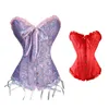 Femmes Shapers Rouge / Bleu Sexy Femmes Désossé Taille Formateur Brocart Corsets Bustiers Broderie À Lacets Corselet Floral Lingerie Plus La Taille S-3XL