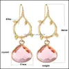 Dangle Chandelier Vintage Water Drop Crystal Earrings For Women Colorf Birthstone Gold Leaf Teardrop Earring Fashion Jewelry Gifts Otwhu